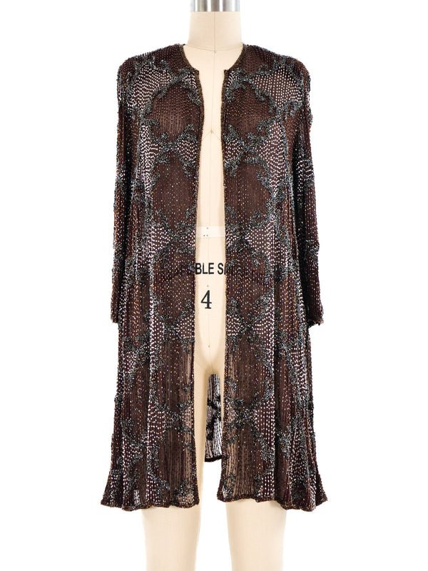 Beaded Organza Longline Jacket Jacket arcadeshops.com