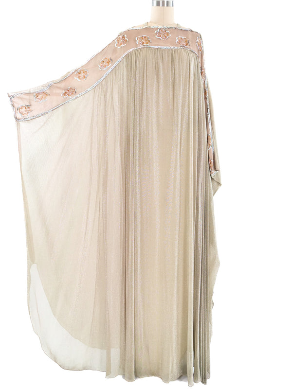 Floral Sequin Accented Metallic Caftan Dress arcadeshops.com
