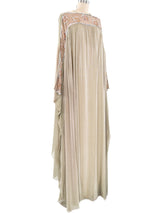 Floral Sequin Accented Metallic Caftan Dress arcadeshops.com