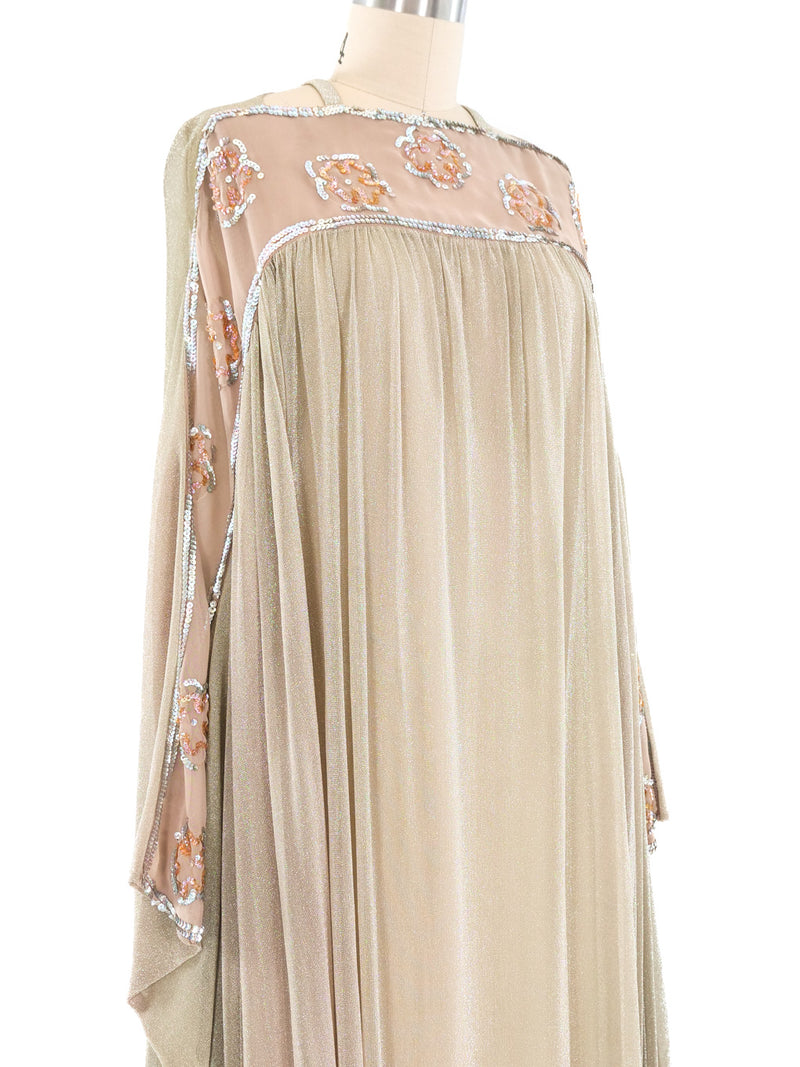 Floral Sequin Accented Metallic Caftan Dress arcadeshops.com