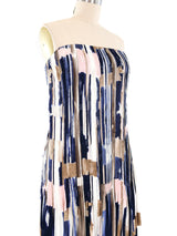 Oscar de la Renta Pleated Abstract Gown Dress arcadeshops.com