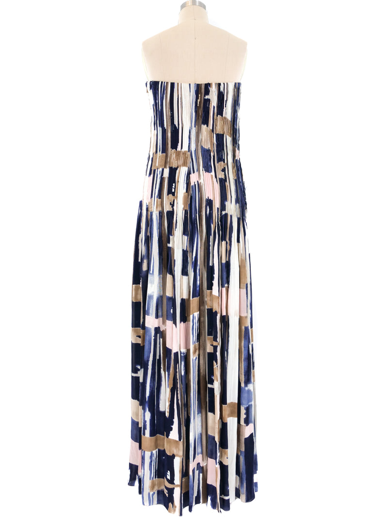 Oscar de la Renta Pleated Abstract Gown Dress arcadeshops.com