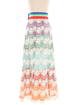 Lace Overlay Rainbow Maxi Skirt Bottom arcadeshops.com