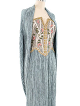 Mary McFadden Beaded Plisse Gown Dress arcadeshops.com
