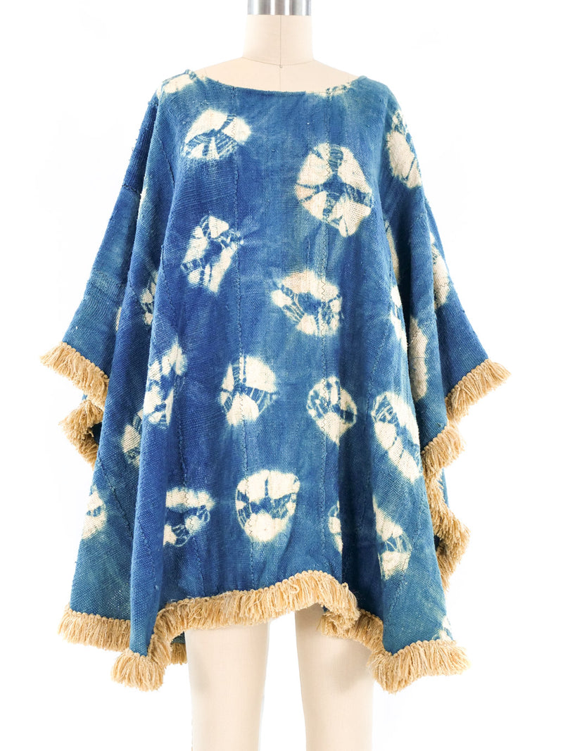 Fringe Trimmed Indigo Poncho Jacket arcadeshops.com