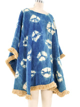 Fringe Trimmed Indigo Poncho Jacket arcadeshops.com