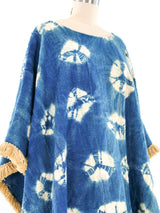 Fringe Trimmed Indigo Poncho Jacket arcadeshops.com