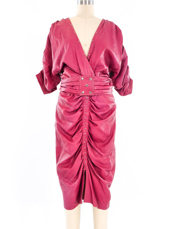 Studded Raspberry Leather Dress Dress arcadeshops.com