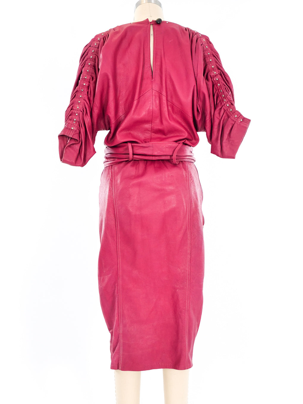 fitted lace wedding dress Studded Raspberry Leather Dress
