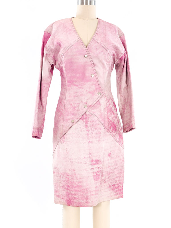 Washed Pink Leather Dress Dress arcadeshops.com
