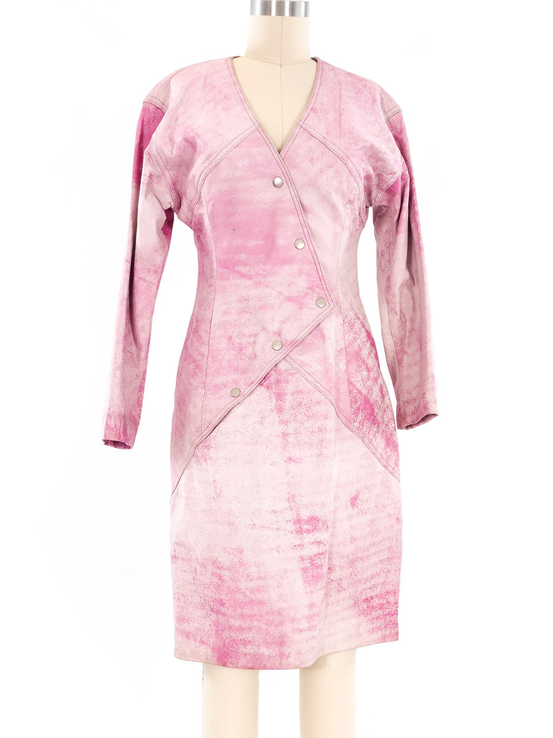 Washed Pink Leather Dress Dress arcadeshops.com