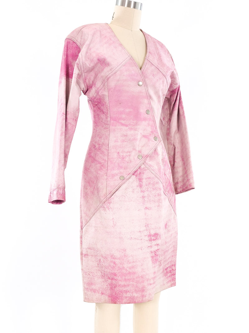 Washed Pink Leather Dress Dress arcadeshops.com