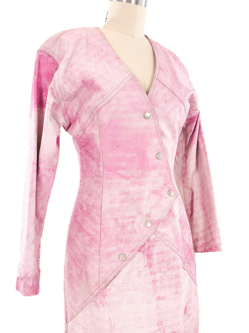 Washed Pink Leather Dress Dress arcadeshops.com