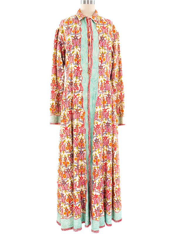 Floral Embroidered Canvas Duster Jacket arcadeshops.com