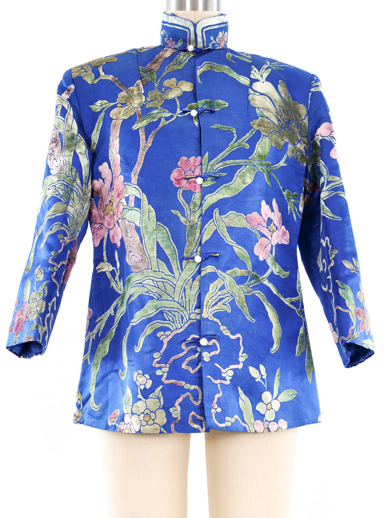 Floral Flocked Velvet Chinese Jacket Jacket arcadeshops.com