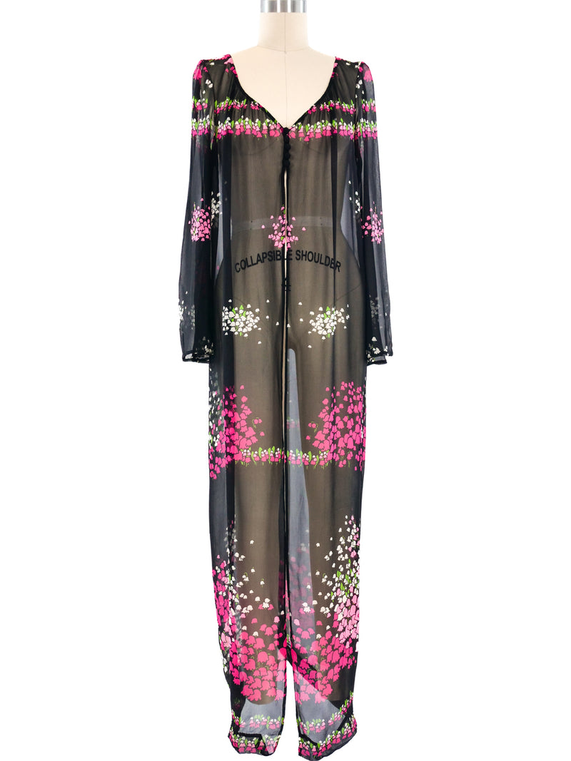 Floral Printed Chiffon Duster Jacket arcadeshops.com