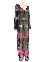 Floral Printed Chiffon Duster Jacket arcadeshops.com