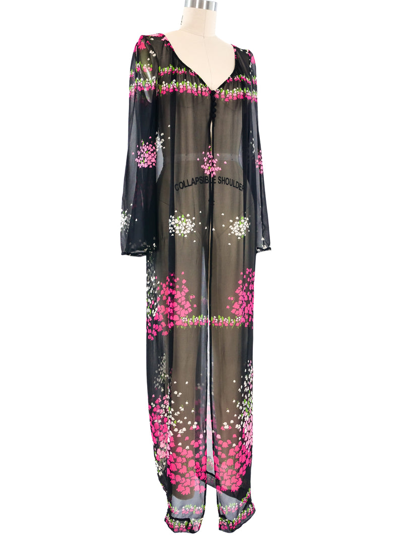 Floral Printed Chiffon Duster Jacket arcadeshops.com