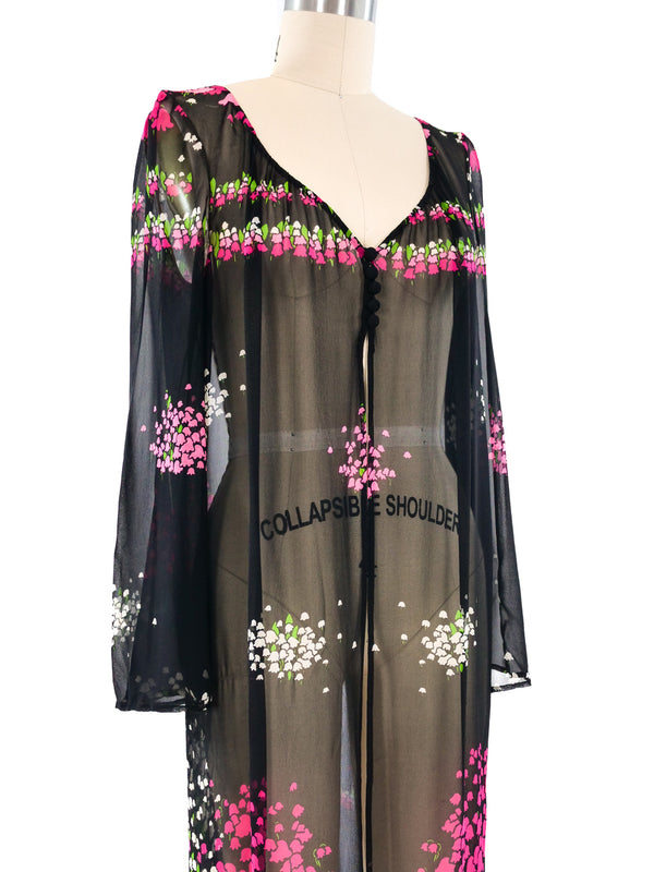 Floral Printed Chiffon Duster Jacket arcadeshops.com