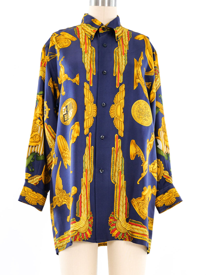 Hermes Les Parures Du Vent Silk Shirt Top arcadeshops.com