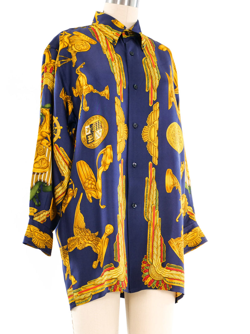 Hermes Les Parures Du Vent Silk Shirt Top arcadeshops.com