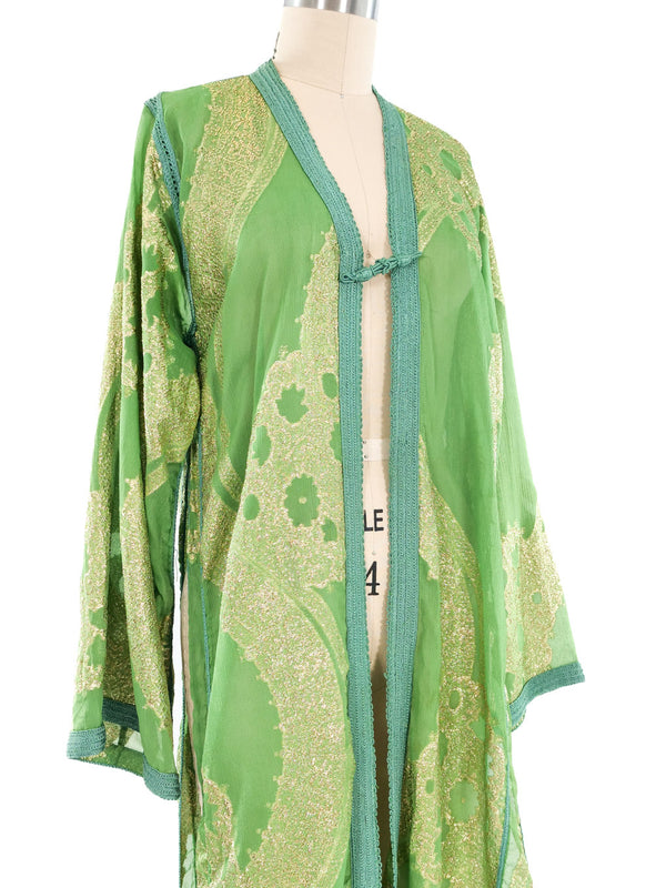 Metallic Brocade Chiffon Duster Jacket arcadeshops.com