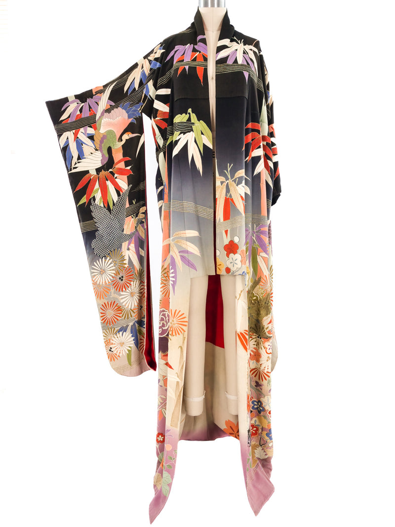 Handpainted Crane Motif Kimono Jacket arcadeshops.com