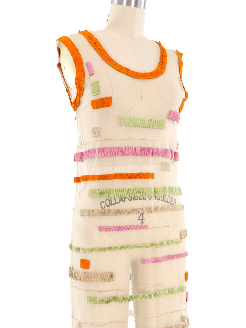 Suede Paneled Fringed Mesh Dress Dress arcadeshops.com