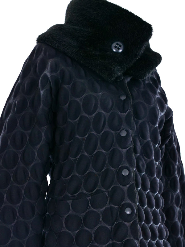 Issey Miyake Faux Fur Trimmed Egg Crate Jacket Jacket arcadeshops.com