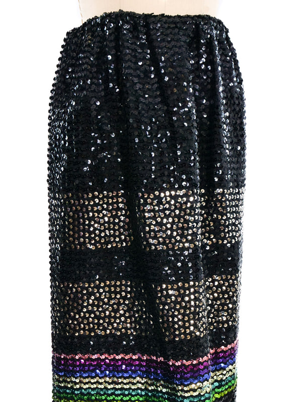 Sequin Striped Maxi Skirt Bottom arcadeshops.com