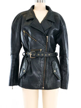 Longline Leather Biker Jacket Jacket arcadeshops.com