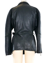 Longline Leather Biker Jacket Jacket arcadeshops.com