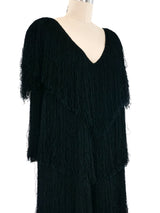 Black Yarn Fringe Midi Dress Dress arcadeshops.com