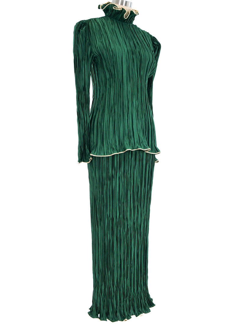 Emerald Plisse Skirt Ensemble Suit arcadeshops.com