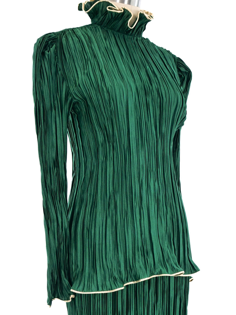 Emerald Plisse Skirt Ensemble Suit arcadeshops.com