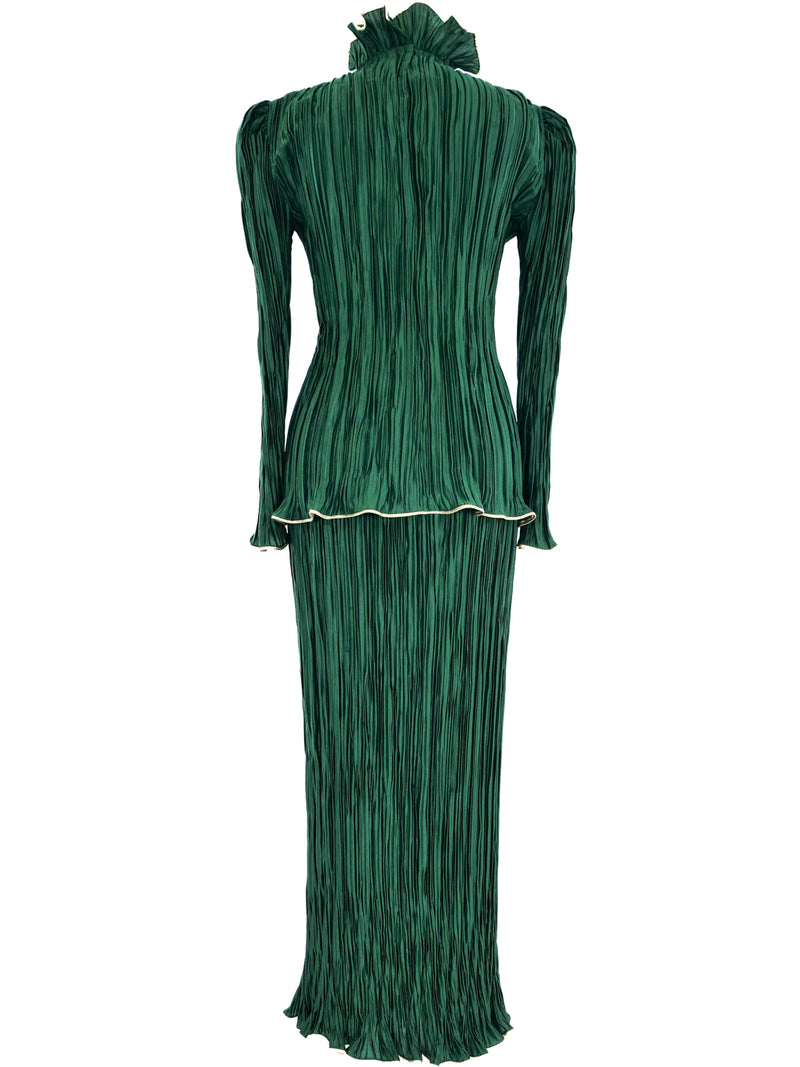 Emerald Plisse Skirt Ensemble Suit arcadeshops.com