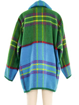 Hai Sporting Gear by Issey Miyake Colorblock Plaid Wool Coat Outerwear arcadeshops.com