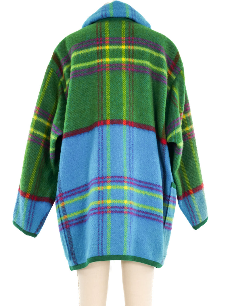 Hai Sporting Gear by Issey Miyake Colorblock Plaid Wool Coat Outerwear arcadeshops.com