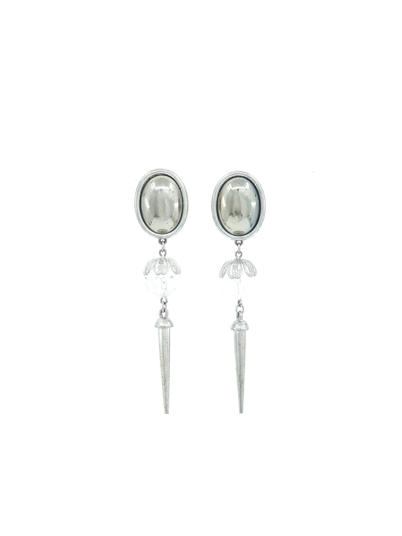 Silvertone Beaded Drop Earrings Accessory arcadeshops.com