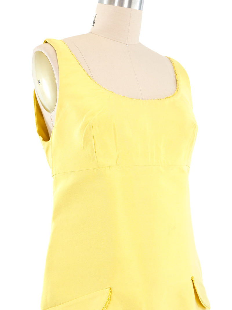 Gianni Versace Yellow Silk Mini Dress Dress arcadeshops.com