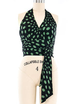 1990's Nicole Miller Silk Polka Dot Wrap Halter Top Top arcadeshops.com