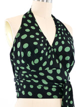 1990's Nicole Miller Silk Polka Dot Wrap Halter Top Top arcadeshops.com
