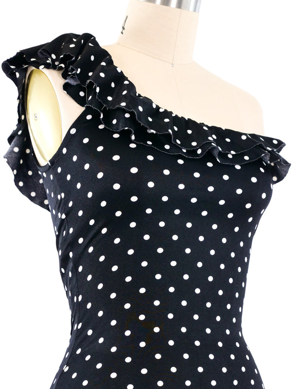 Bill Blass One Shoulder Polka Dot Swimsuit Top arcadeshops.com