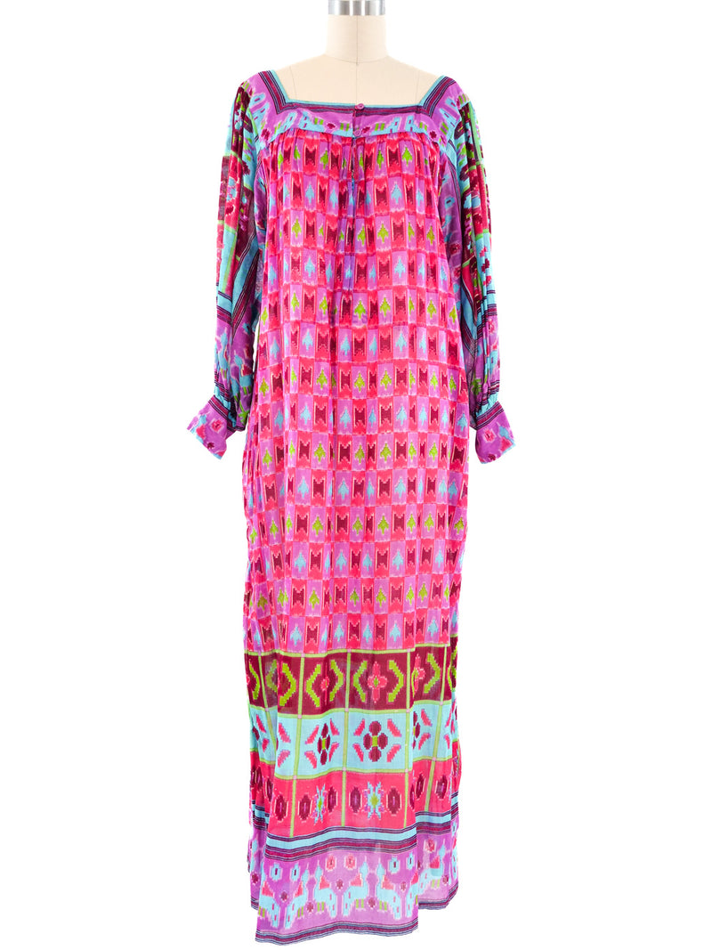 Printed Cotton Gauze Indian Caftan Dress arcadeshops.com
