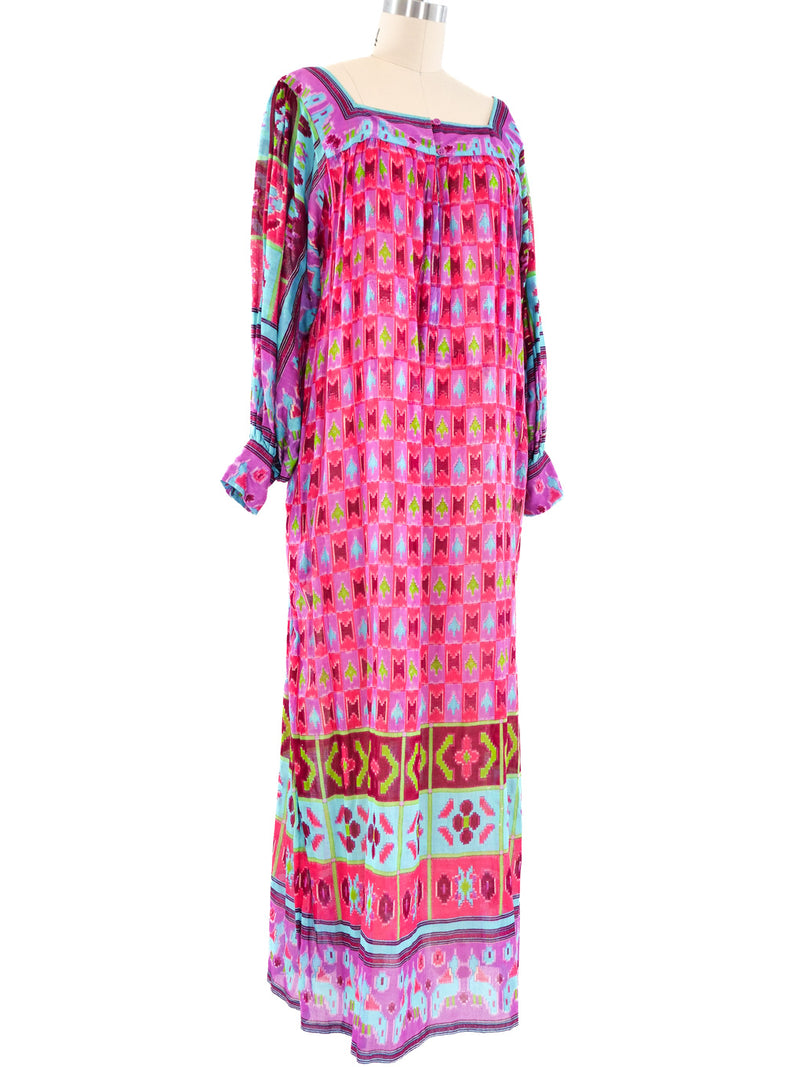Printed Cotton Gauze Indian Caftan Dress arcadeshops.com