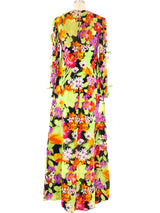 Sequin Accented Floral Printed Chiffon Dress Dress arcadeshops.com