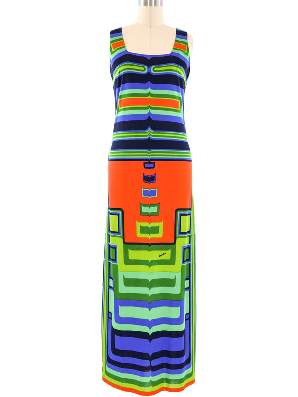 Op Art Printed Jersey Maxi Dress Dress arcadeshops.com