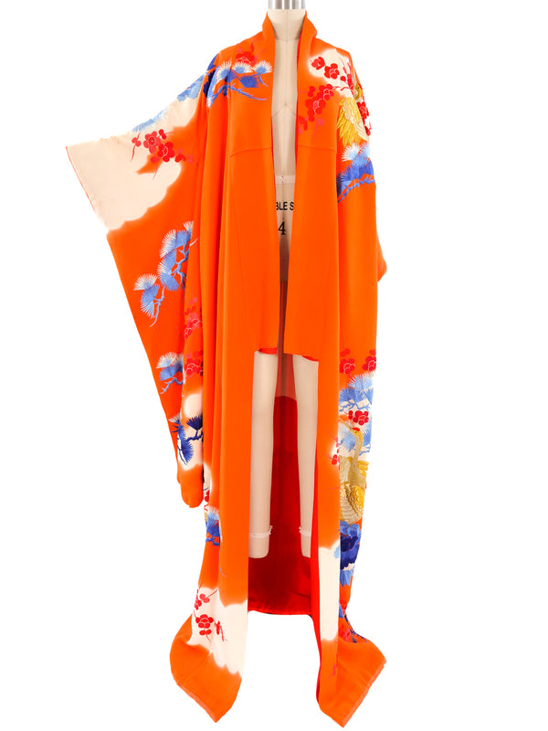 Floral and Crane Motif Embroidered Wedding Kimono Jacket arcadeshops.com