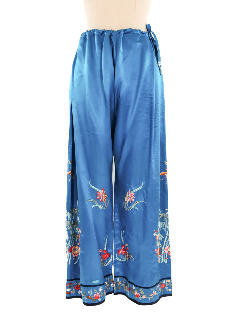 Embroidered Silk Chinese Pajamas Suit arcadeshops.com