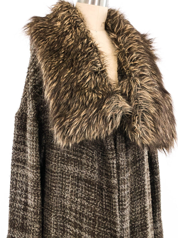 Yohji Yamamoto Faux Fur Trimmed Coat Outerwear arcadeshops.com